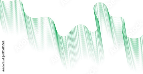 Green wavy lines forming a flowing abstract pattern on a white background wave