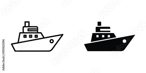 Ship Vessel Nautical Transportation Icon Set Commercial