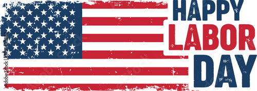 Vibrant american flag with happy labor day text overlay patriotic image