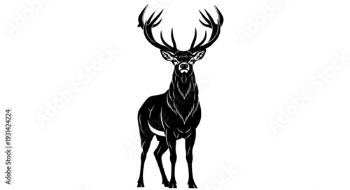 Majestic Deer with Large Antlers Standing.