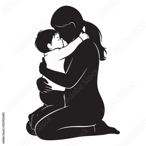 silhouette of mother and daughter