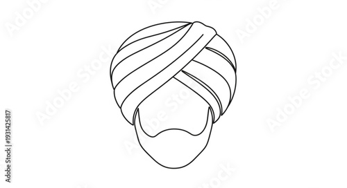 Man Wearing Turban Head Illustration.