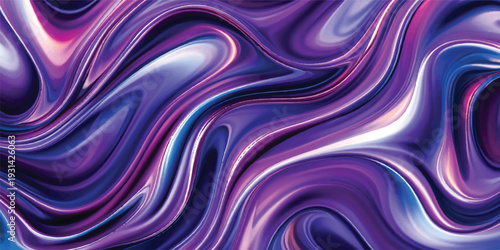 An abstract purple and blue background featuring a seamless wavy pattern of liquid silk curves and light swirls for a vibrant art texture wallpaper design