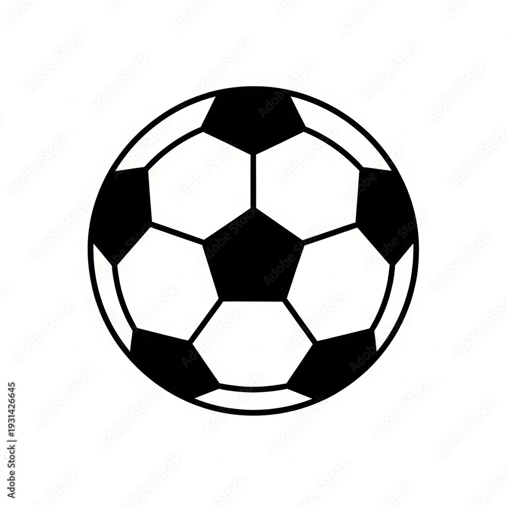 Fototapeta premium Soccer ball silhouette flat vector illustration isolated on white background. Clean sports icon perfect for football branding, tournaments, team logos, and commercial design use.