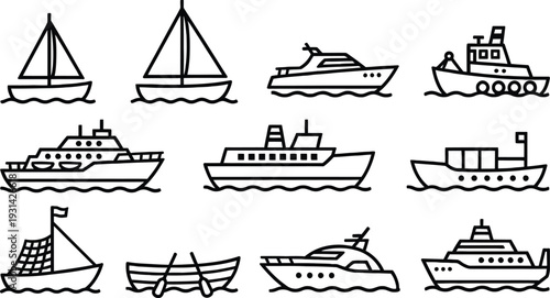 Set of 10 boat icons vector