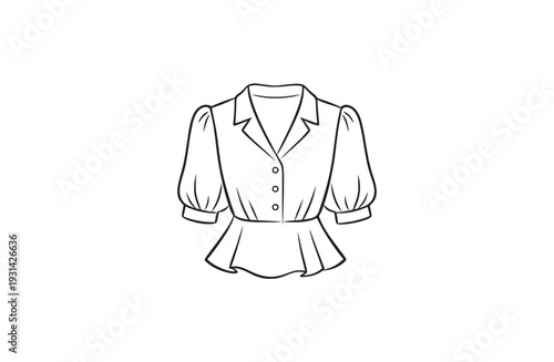 blouse with  short puff sleeves stock vector