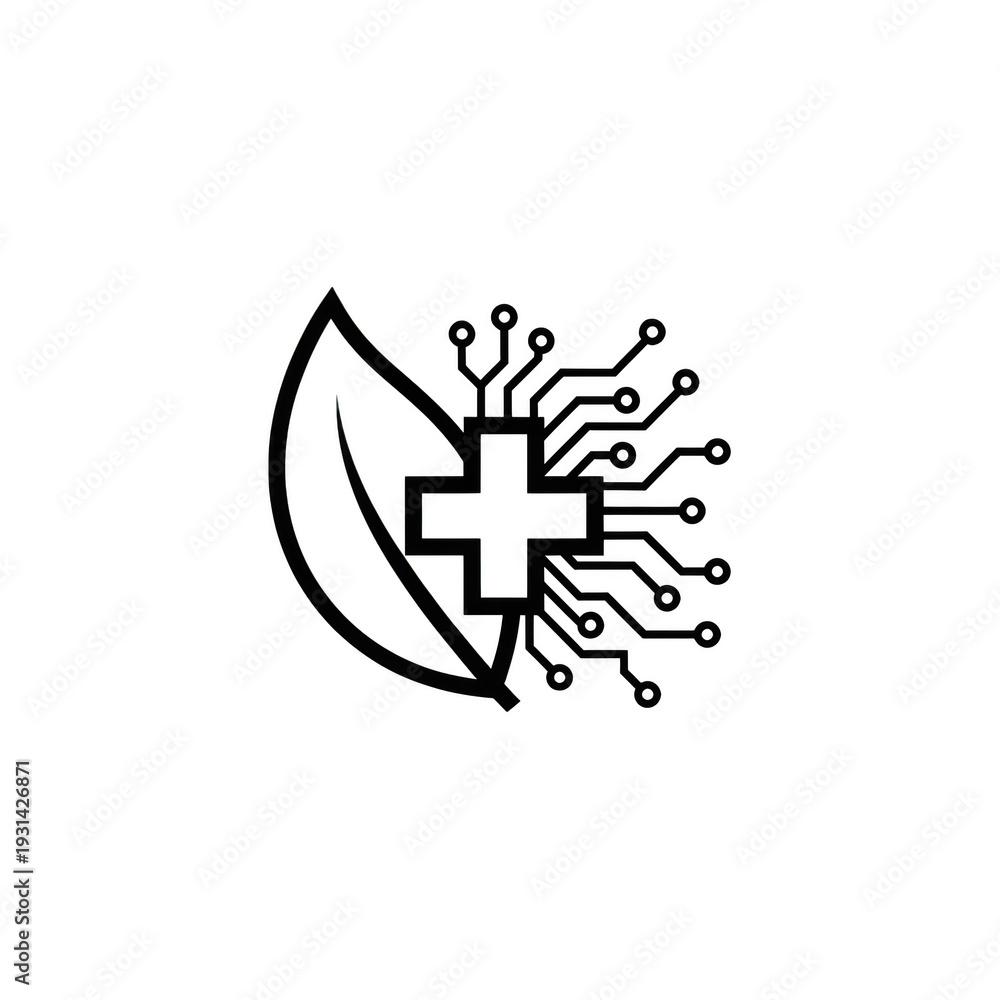 Obraz premium Modern medical symbol combining health and technology in a sleek design