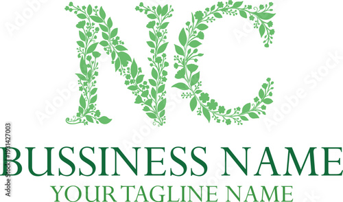 NC initials monogram letter text alphabet logo design.