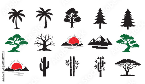 camping icons set