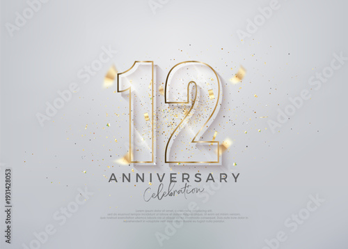 Modern number 12th with unique glass numerals. premium vector for celebration design. Premium vector for poster, banner, celebration greeting.