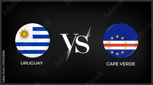  Uruguay vs Cape Verde flag and world map use for FIFA world cup 2026 template banner design.