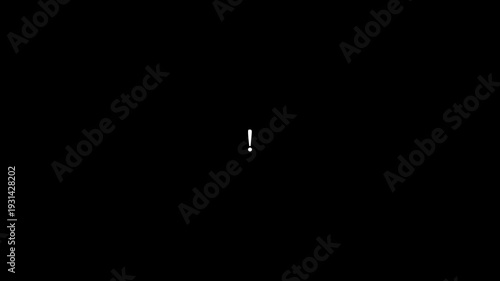 Animated exclamation with triangle mark icon on blackbackground. Symbolizing Danger or Warning sign 4k vide
