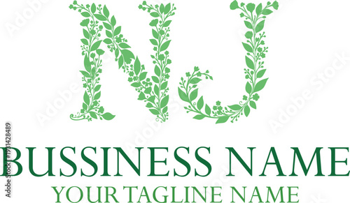 NJ initials monogram letter text alphabet logo design.