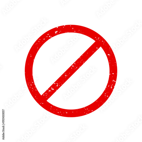 Quadro su tela Grungy red prohibited sign isolated on a transparent background.