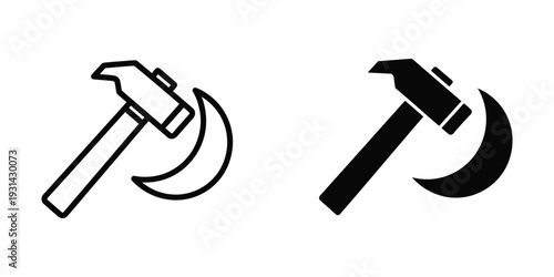 Hammer Sickle Icon Industrial Tool Symbol