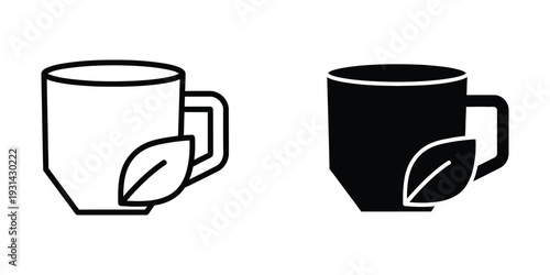 Tea Cup Leaf Icon Commercial Use