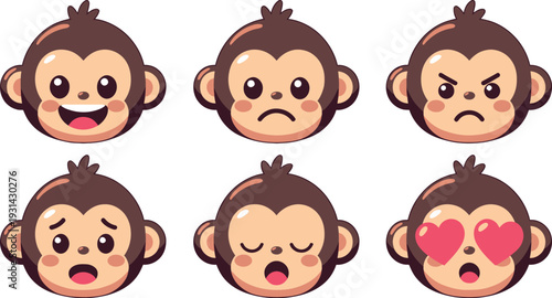 Happy monkey face with big smile and cute expression vector illustration