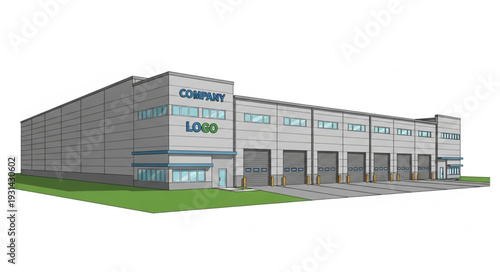 Modern Industrial Building with Loading Docks.