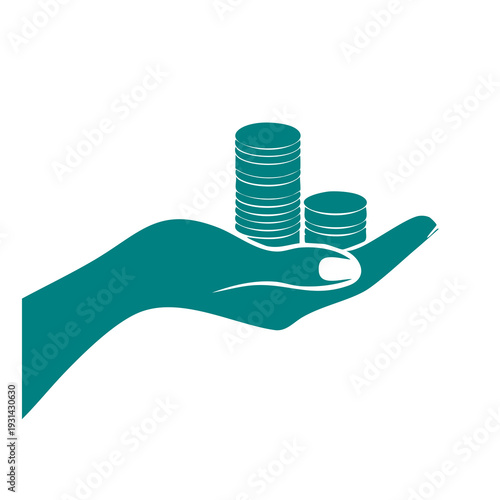 Hand holding stacks of coins in a gesture of financial support or donation from a generous perspective