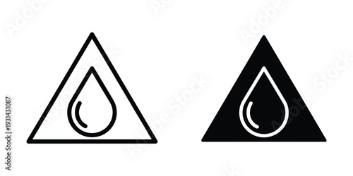 Water Drop Triangle Warning Safety Icon Vector