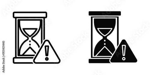 hourglass warning icon alert business