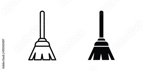 Broom Icon Cleaning Tool Commercial Asset