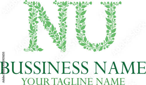 NU initials monogram letter text alphabet logo design.
