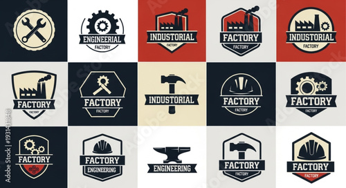Collection of Industrial Factory Logos and Emblems.