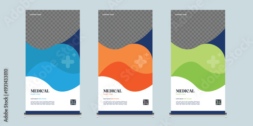Modern Healthcare and medical center Corporate roll up banner design or pull up banner template and stand design, advertisement, flyer design, display