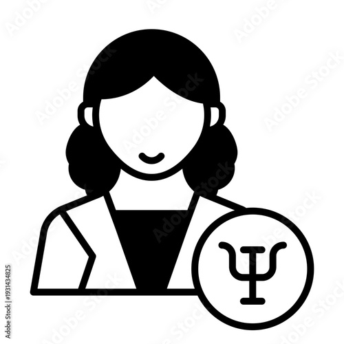 Psychologist Icon: Woman with Psi Symbol