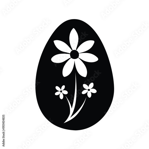 easter egg with flower design silhouette vector illustration, Elegant floral egg with delicate flowers silhouette vector illustration design