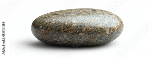 Smooth Pebble on White Background for Nature and Texture Themes