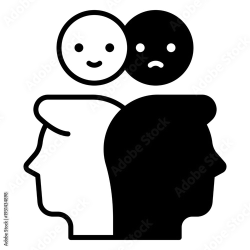 Bipolar Disorder Icon: Mental Health Concept