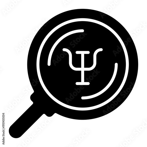 Psychology Research: Magnifying Glass on Psi Symbol