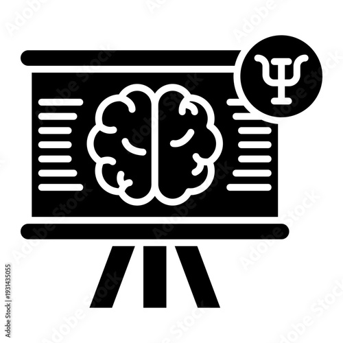 Psychology Presentation with Brain Diagram and Psi Symbol