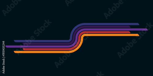 Abstract background of rainbow groovy Wavy Line design in 1970s Hippie Retro style. Vector pattern ready to use for cloth, textile, wrap and other.