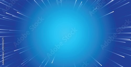 Vibrant blue background graphic with white radial speed lines, appearing as a burst of light from the center.