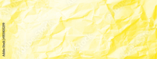 Crinkled paper, duotone acid rave yellow color. Overlay using the collage technique on crumpled paper. A close-up of a piece of yellow backdrop for fruit decoration. Dotted halftone texture. Vector.