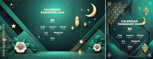 Elegant Ramadan Mubarak Calendar Background, Ramadan Calendar 2026 Background for social media template