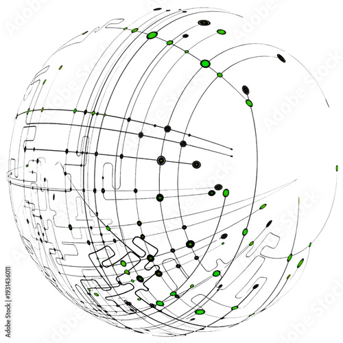 Digital Network Globe With Green Nodes and Abstract Circuit Connections Representing Global Technology