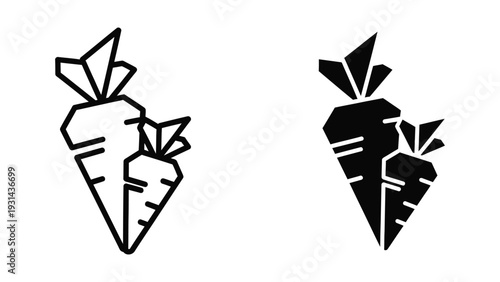 Carrot Icons Garden Produce Vector