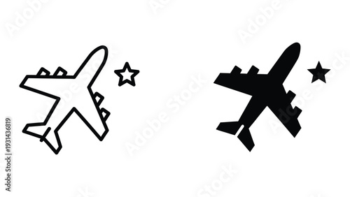 Airplane Star Travel Icon Commercial