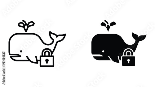 Whale Lock Data Security Icon