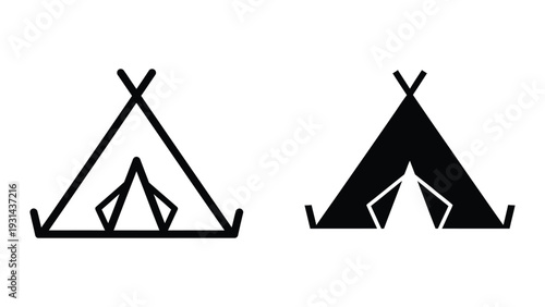 Tent Shelter Icons Adventure Concept
