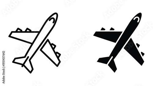 Airplane Icon Set Transportation Symbol