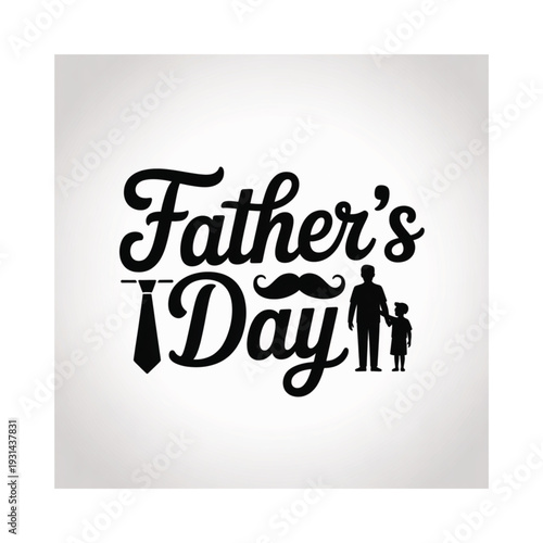 Father s day greeting with calligraphy mustache necktie and silhouette