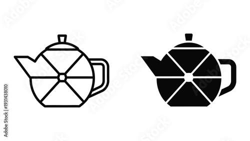 Teapot Icon Set Beverage Service Graphic