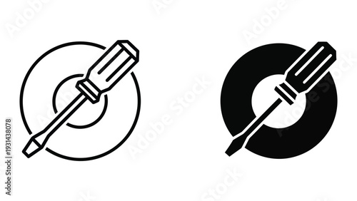 Screwdriver Tool Gear Icon Commercial Use