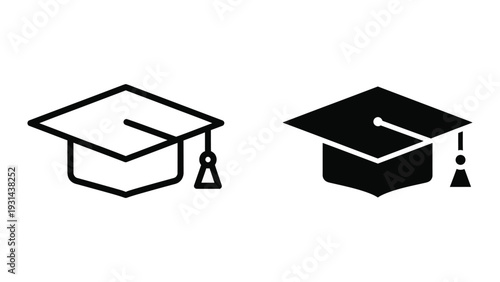 Graduation Caps Academic Achievement Vector Icon Set