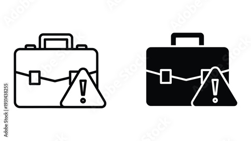 Business Briefcase Warning Icon Commercial Concept